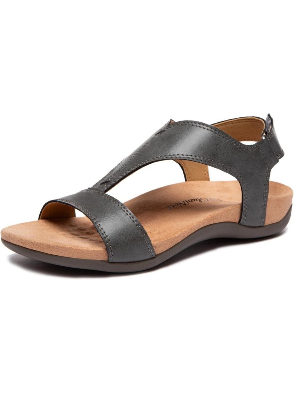 Women's Steel Summer Open Toe T-Strap Orthopedic Adjustable Straps Flat Sandals